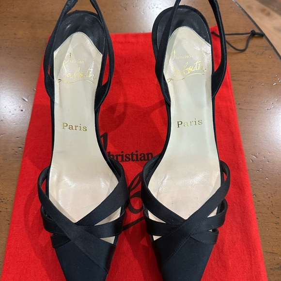 Christian Louboutin Black Satin Heels - Picture 2 of 7